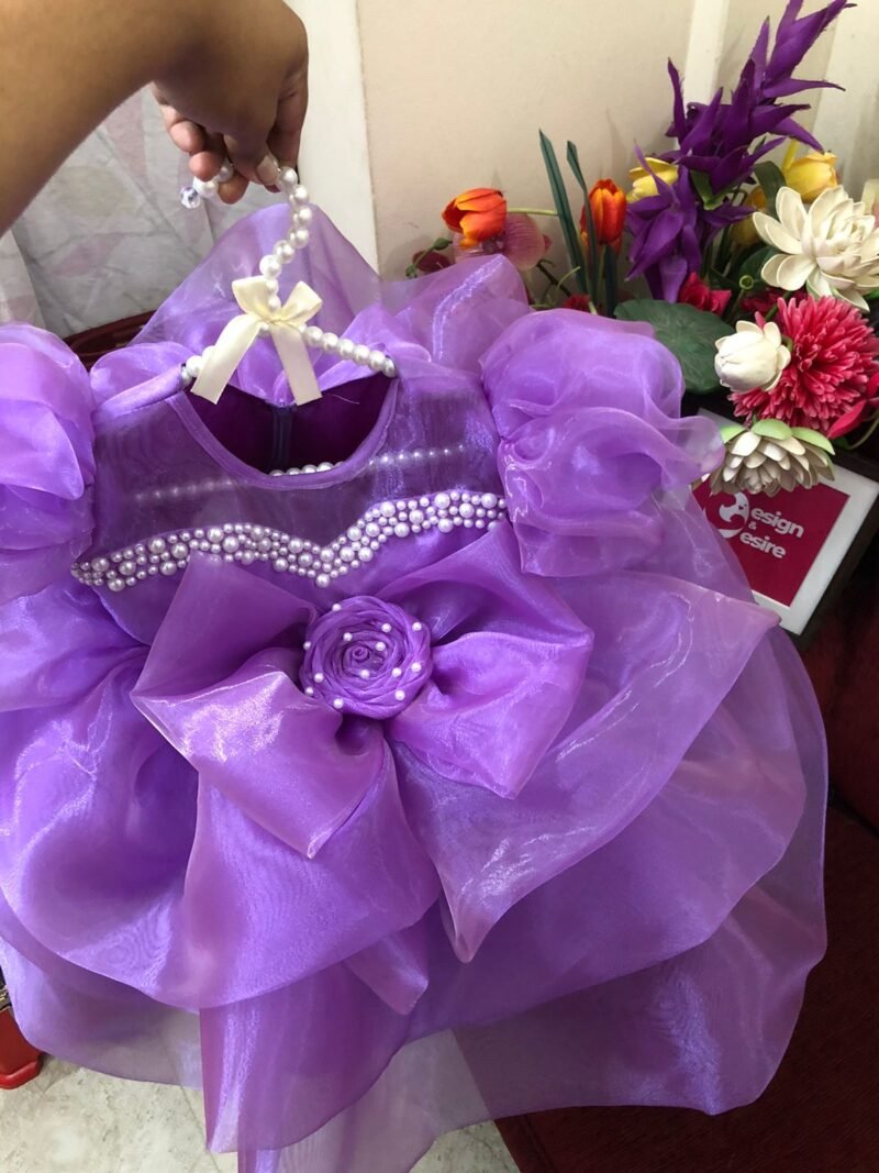 Luxury Lavender Baby Dress for Birthday, Photoshoot & Party